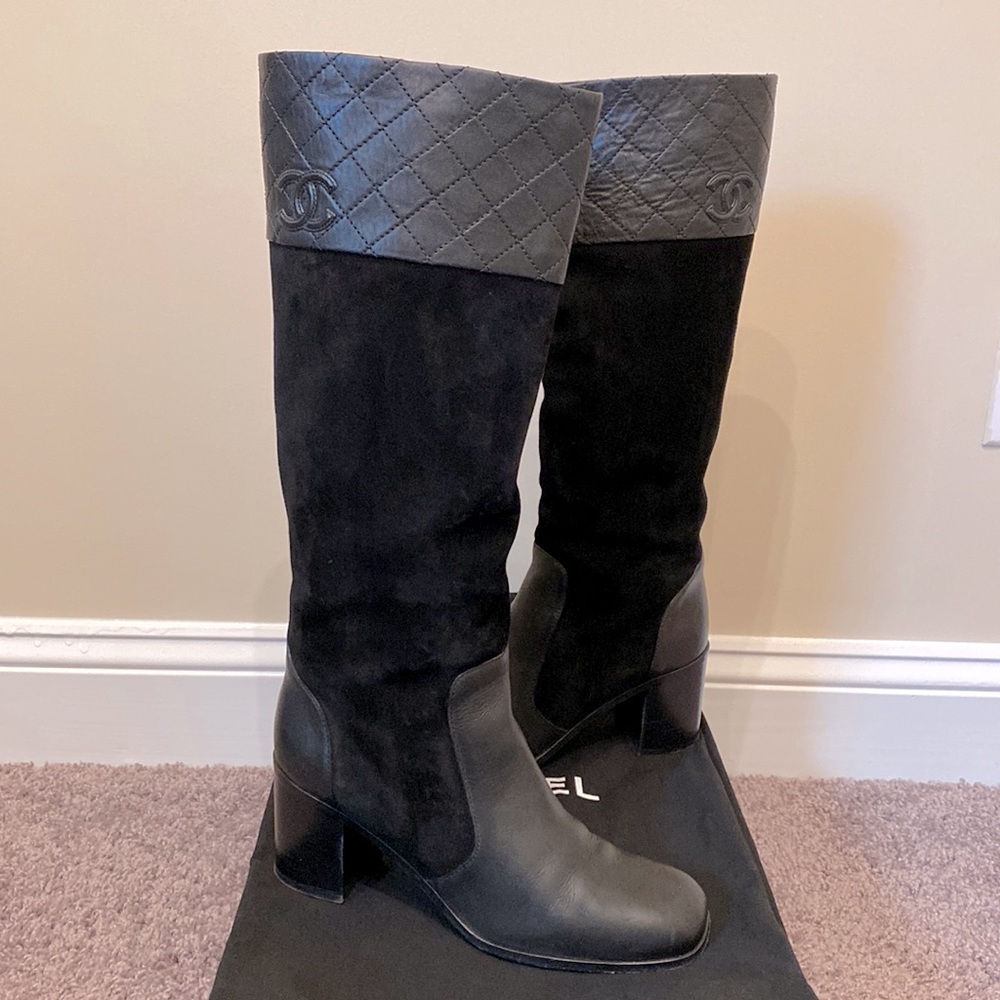 Chanel Leather & Suede Riding Boots Retail Price $1,550